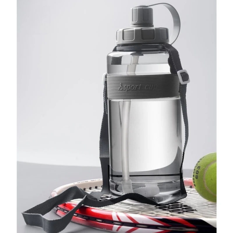 Large-capacity water cup heat-resistant with straw summer outdoor portable sports water bottle fall-proof