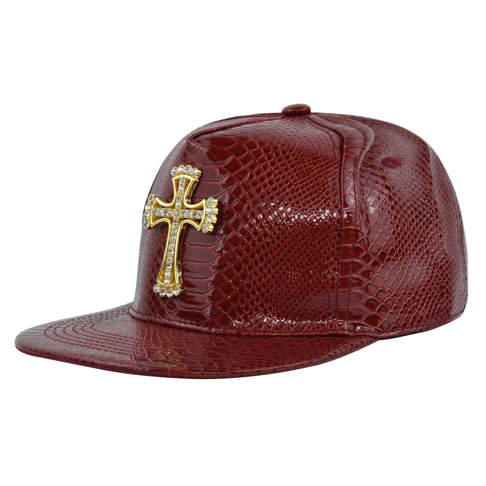 Hip-hop cap The cross Jesus metal label Fashion Break dancing Street dance Flat brim hat cap Hip Hop Fitted Cap Youth tide cap