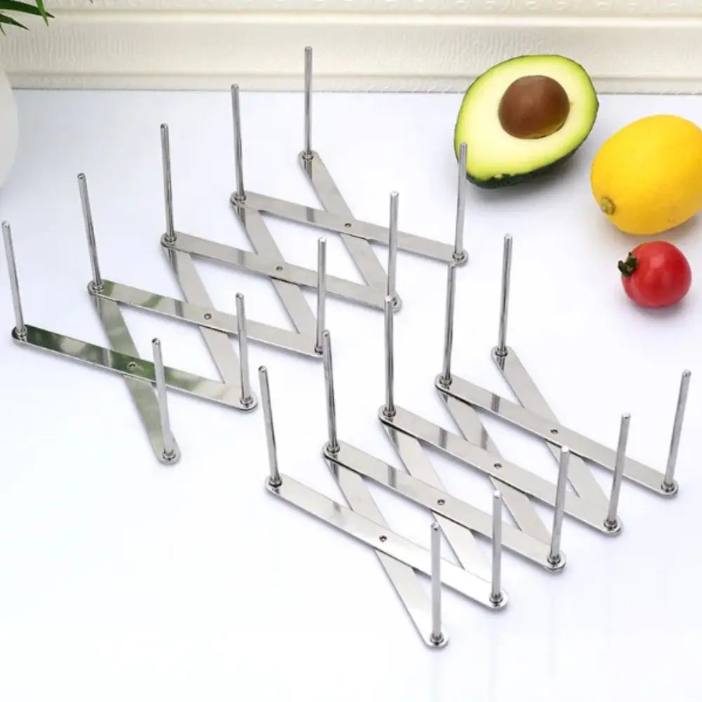 Stainless Steel Telescopic Rack Telescopic Design Foldable Pot Cover Storage Adjustable Retractable Kitchen Storage Tray
