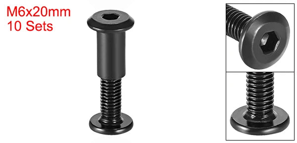 Uxcell 10 Sets M6 Screw Post Fit for 5/16"(8mm) Hole Dia 16mm-50mm Leather Fastener kitchen Furniture Cabinet Connectors Free