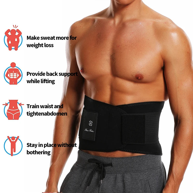 Men Body Shaper Waist Trainer Slimming Fitness Belt Weight Loss Fat Burning Sport Girdle Sweat Trimmer Workout Cincher Shapewear