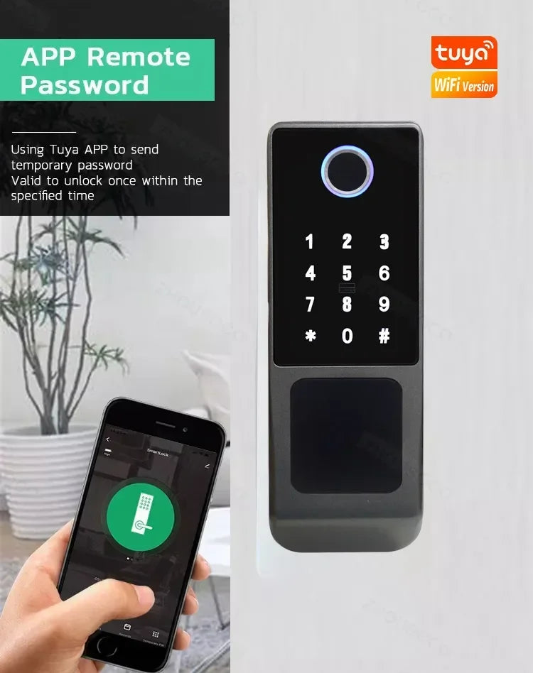 Tuya WIFI Smart Door Lock Double Side Fingerprint Lock Waterproof Outdoor Gate Passcode/IC Card /Key/Fingerprint/APP Unlock