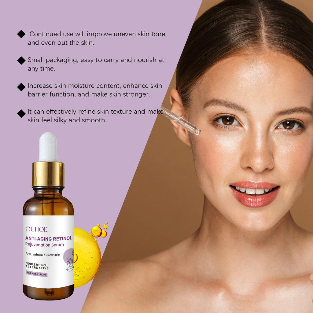 Retinol Face Serum Forehead Fine Lines Removal Collagen Lifting Repair Firm Moisturizing Glowing Rejuvenation Essence Skin Care