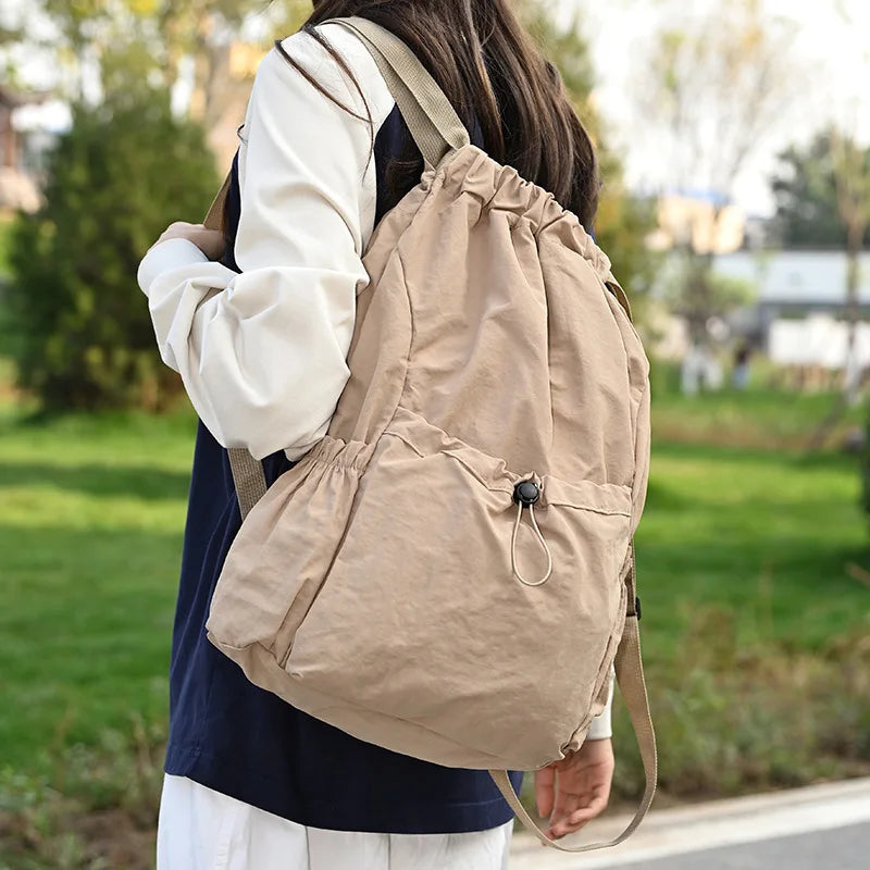 Fashionable Lightweight Drawstring Backpack: Large-Capacity Waterproof Sports Bag for School, Books, Outdoor Activities, Travel