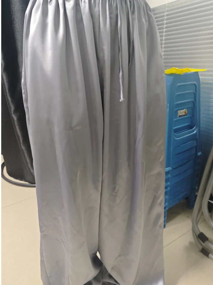 Women's Drawstring Wide Leg Pants Casual Floor-Length Trousers Spring Summer New Fashionable Comfortable Fit