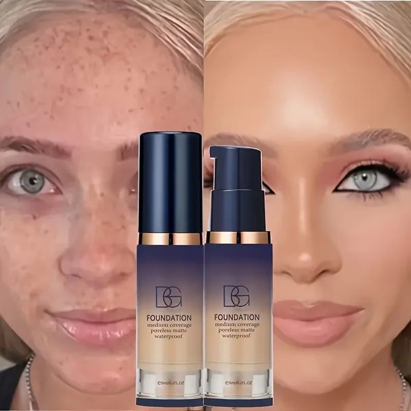 2pcs Face Makeup Set, Includes a Bottle of All in One Foundation and a Black Triangular Powder Puff