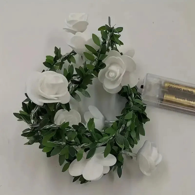 1PC 10 LED Rose Flower String Lights Battery Powered Flower Rose Night Lamp For Wedding Valentines Day Party Garland Decoration
