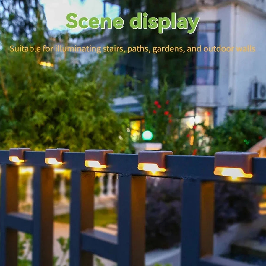 1/4PCS Solar LED Deck Lights Waterproof Outdoor Step Fence Lighting for Patio Yard Stairs Automatic Dusk-to-Dawn L-Shaped Design