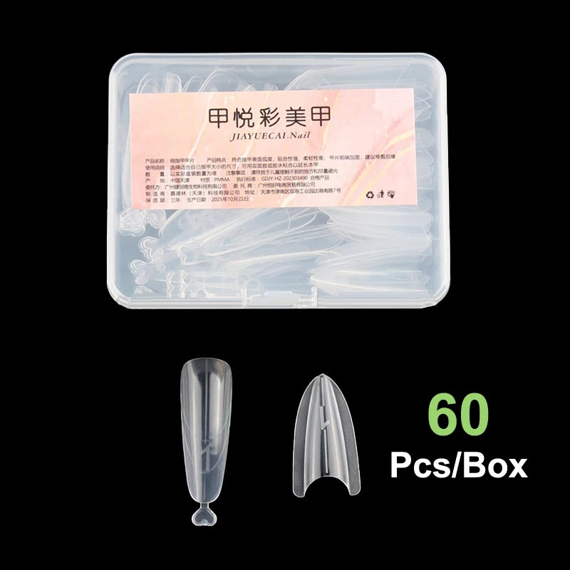 Sandwich Dual Nail Forms 60pcs 15Size Quick Extensions-Dual Forms T-shaped Ellipse Manicure Forms Top Mold Bottom Mold 3D