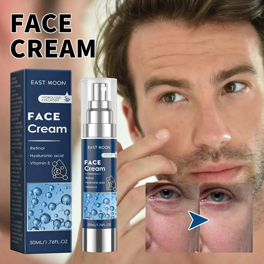 EAST MOON Men's Face Cream 50ml - Retinol, Hyaluronic Acid & Vitamin E, Deep Moisturizing Anti-Aging Oil Control for Men Care
