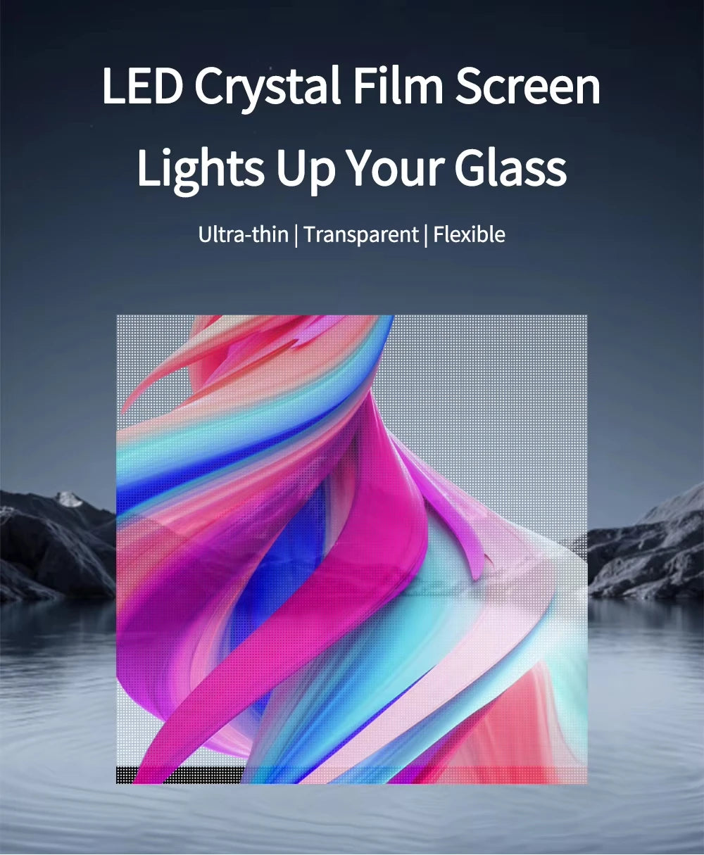 New P6 P8 P10 Adhesive Slim Flexible Transparent Film LED Screen for Glass Windows Self-adhesive Display Transparent Screen