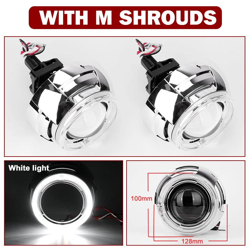 3 Inch H4 H7 LED Angel Eyes Bi LED Lenses 9005 9006 Projector Headlight For Hella Car Lights Headlamp Car Accessories RHD 160W