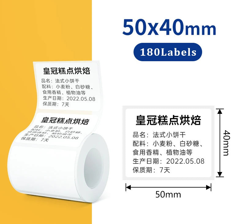 20-50mm White Thermal Label Sticker Compatible for M110 M220 M200 Marklife P50 E210 Munbyn Nelko PM220 MiniPrinter