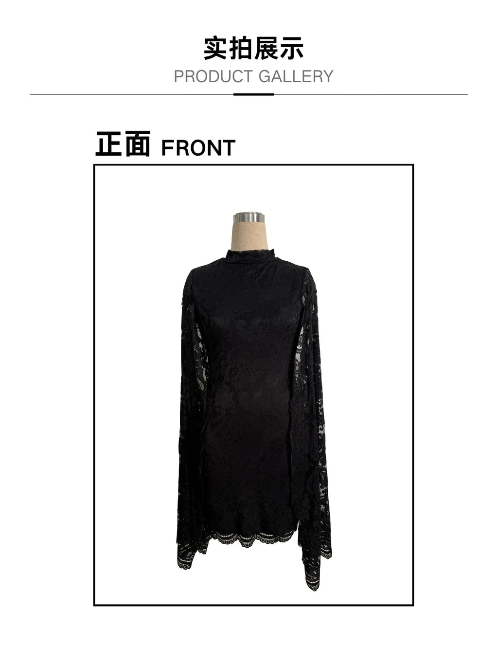 Women Sexy Long Sleeve Lace Dress 2026 Fall Winter, Mandarin Collar Side Slit Slim Midi Dress For Cocktail Dating Night Out