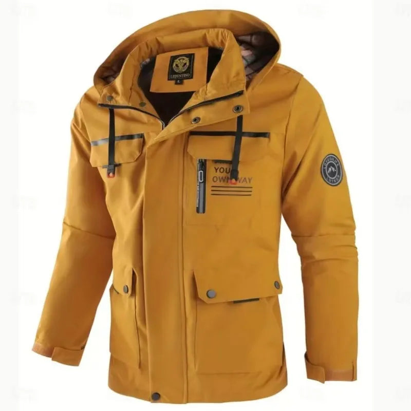 Men's Casual Jacket Parka Autumn/Winter Hooded Jacket Men's Coat Solid Color Outdoor Chic