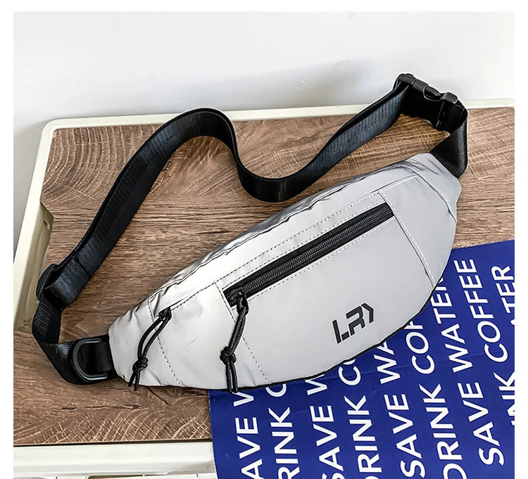 Techwear Style Colorful Reflective Fanny Pack Punk Hip Hop Crossbody Bag Men Women Outdoor Casual Motorcycle Sport Waist Bag
