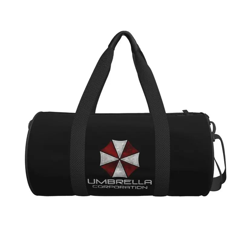 Umbrella Corporation Print Round Travel Duffel Bag Waterproof Durable Sports Gym Fitness Bag with Shoe Compartment Wet Pocket