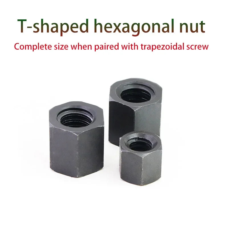 T12-T45 Trapezoidal Lead Screw Left/Right Rotary Thread Hex Nut CNC Machine 3D Printer Linear Shaft Carbon Steel ACME Thread