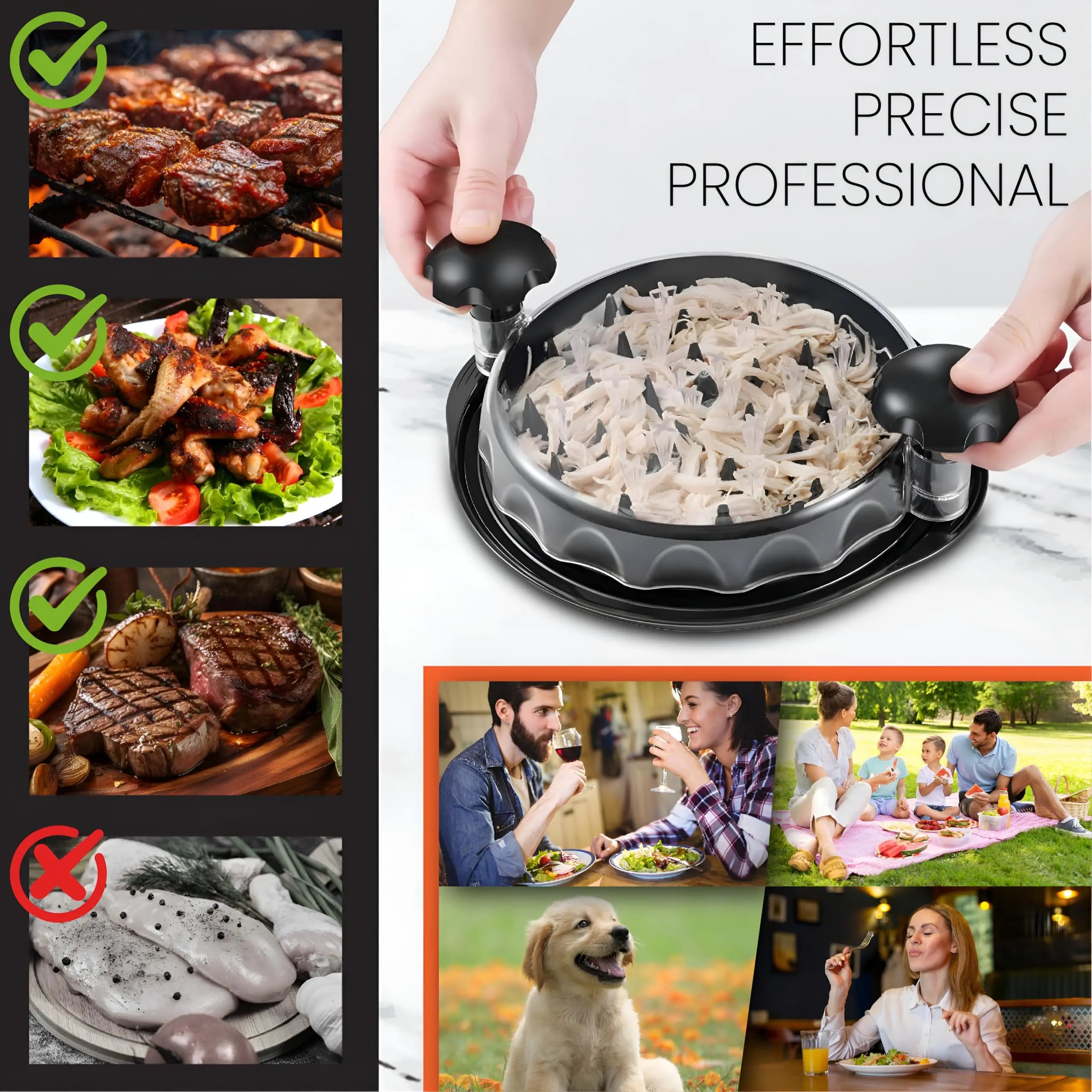 Chicken Shredder Non-Slip Meat Grinders For Pork Beef Cooked Chicken Breasts Vegetable Kitchen Tool Ergonomic Handle Shredder