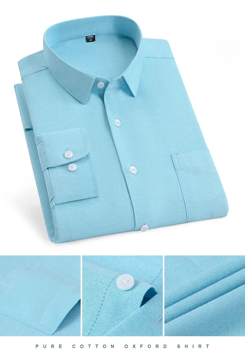 New in shirt over size long-sleeve shirts for men slim fit formal plain shirt soft comfortable striped plaid office full clothes