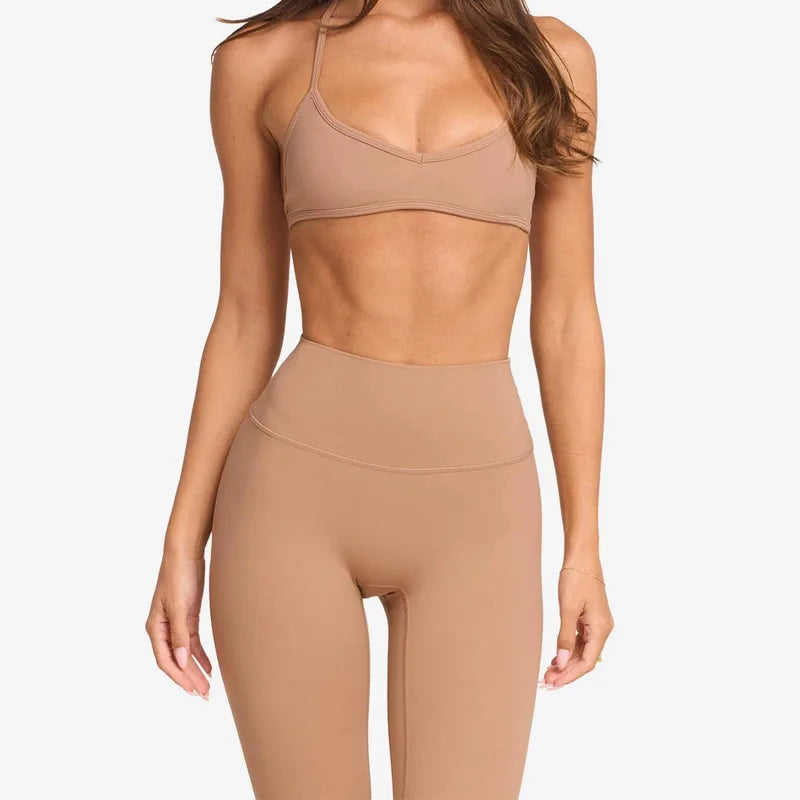2PCS Yoga Suit Sports Set Gym Set Women Tracksuit Running Workout Clothes Halter Sports Bra Leggings Athletic Wear Yoga Clothing