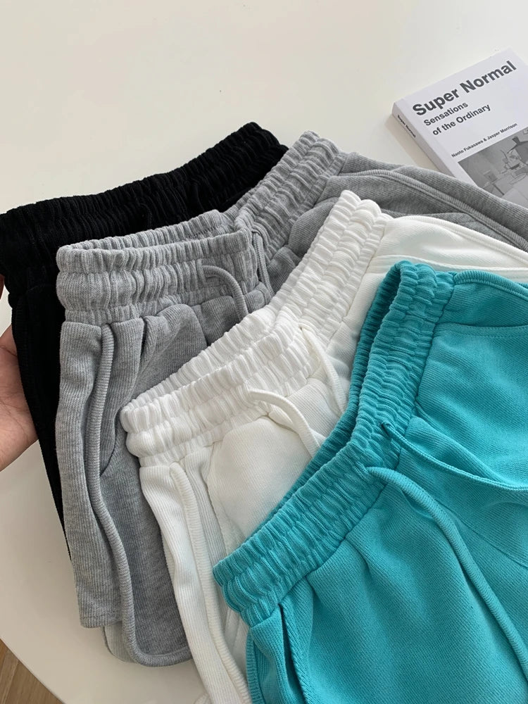 New2026 Women's Summer Casual Loose Drawstring Sports Shorts Elastic High Waist Fitness Running A-line Shorts Leisure Home Pants