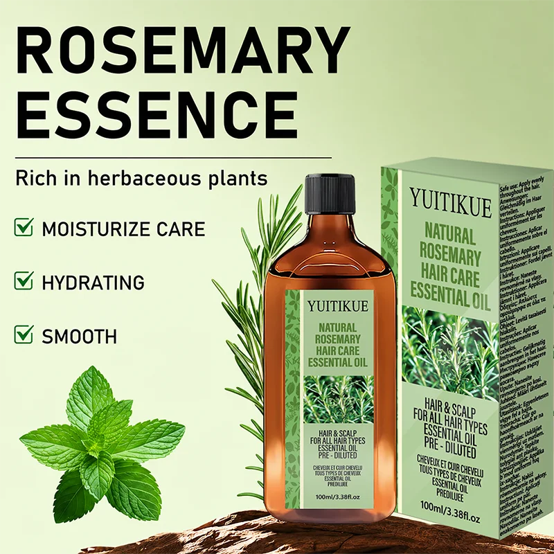 Multi-use Rosemary Hair Care Oil 100ml Natural Plant Extract Hydrate Scalp Tame Frizz Volumize Thin Hair Essential Oil