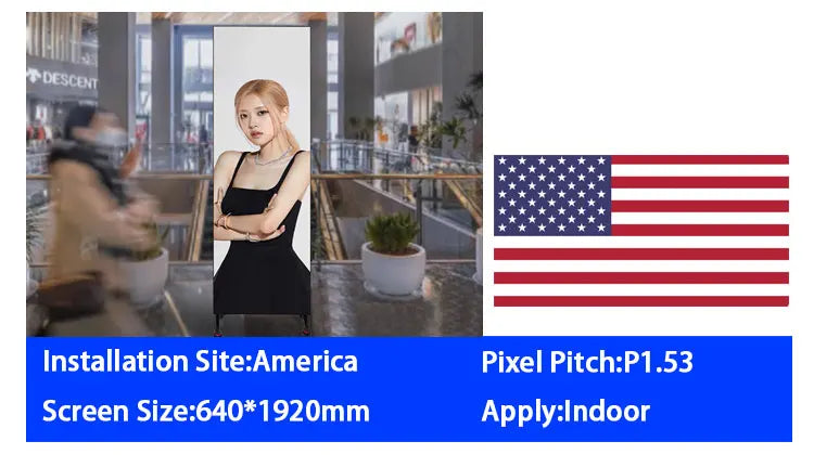Floor-to-ceiling large poster display P1.53P1.86P2P2.5P3 digital signage, portable indoor LED display