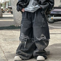 2025 New Boys' Cool Ripped Jeans Wide-leg Trousers American Retro Children's Trousers