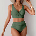 Women Sexy Bikini Summer Twist Front Ruched High Waisted Two Piece Beach Slimming Vacation Swimwear Bathing Suit