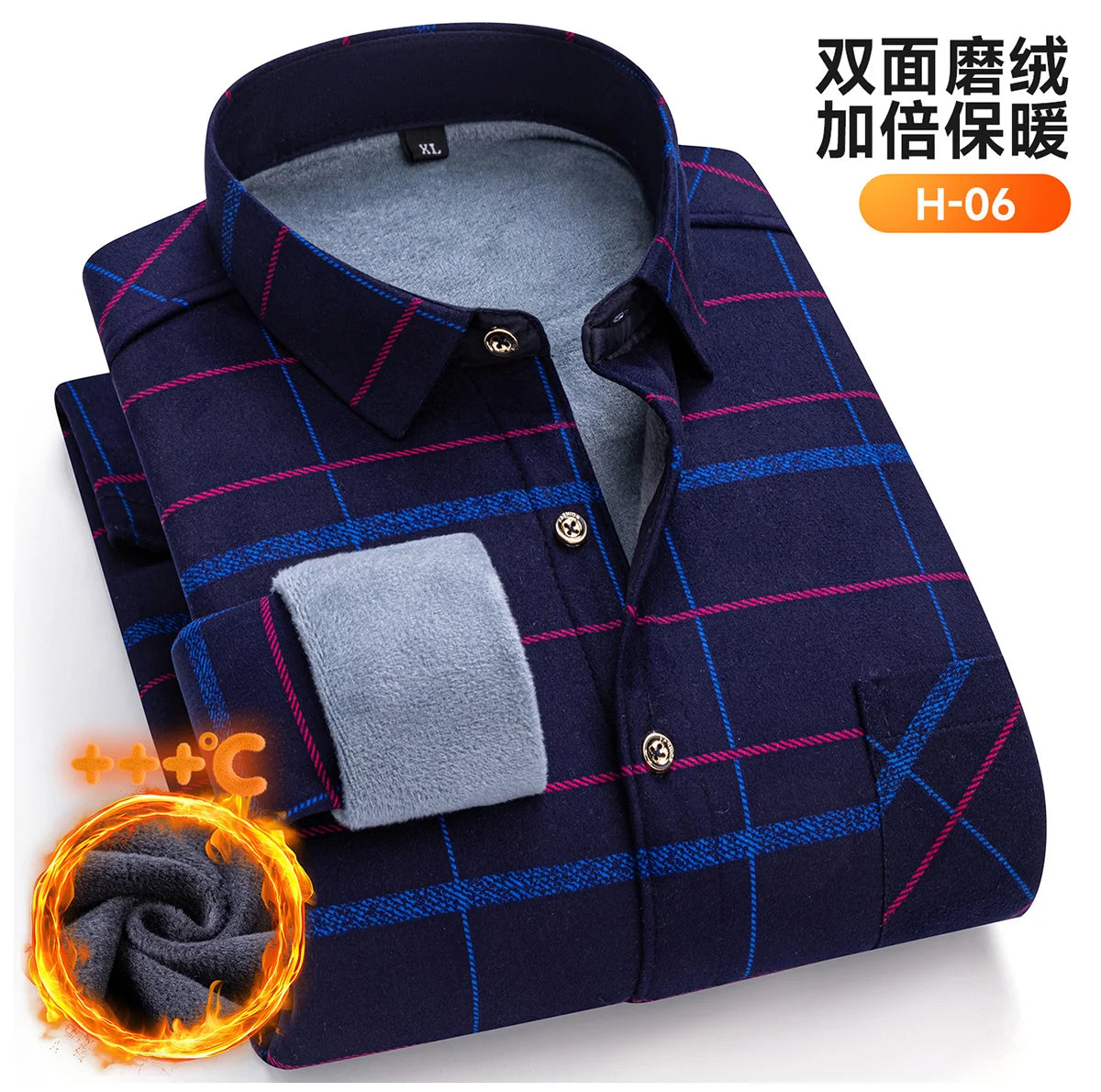 Plus Size 8XL 7XL 6XL Men's Thickene Shirt Long Sleeve Fleece Warm Winter Autumn Casual Soft Print Daily Thermal Male Clothing