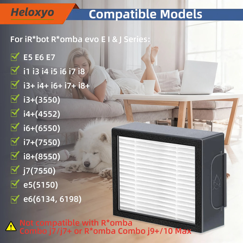 HEPA Filter Compatible for iRobot Roomba Combo i,e,j Series:E5 E6 i1 i3 i4 i5 i6 i7 i8 J5 J6 J8 And All Plus Versions