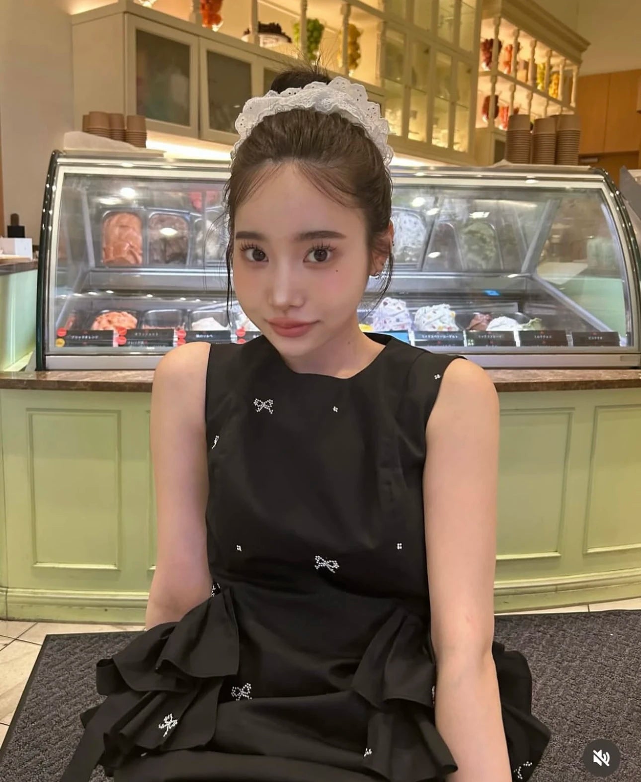 Japanese Sweet Basic Black Sleeveless Long Dress Summer 2025 New Women's Slim Cute Bow Printed Ruffles Casual Fashion Dress
