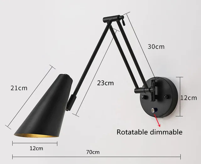 Led Dimmable Wall Lamp Bedroom Bedside Reading Light Folding Telescopic Switch Modern Creative Study Rocker Wall Light Fixture
