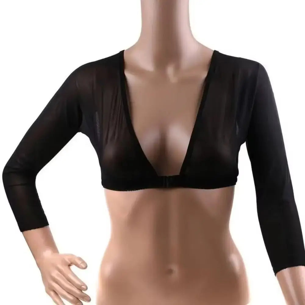 Stylish Long Sleeve Undershirt Front Button Both Side Wear Mesh Top Blouses Black White T-shirt Women Girls
