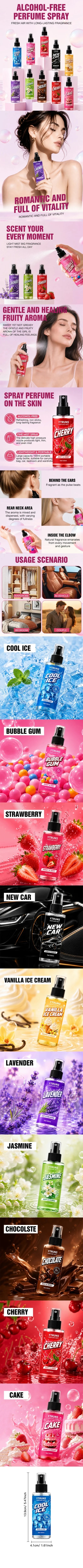 Fruit Perfume Spray, Fresh Fruity Fragrance, Long Lasting Light Scent, Portable Daily Perfume for Date, Office, Party and Travel
