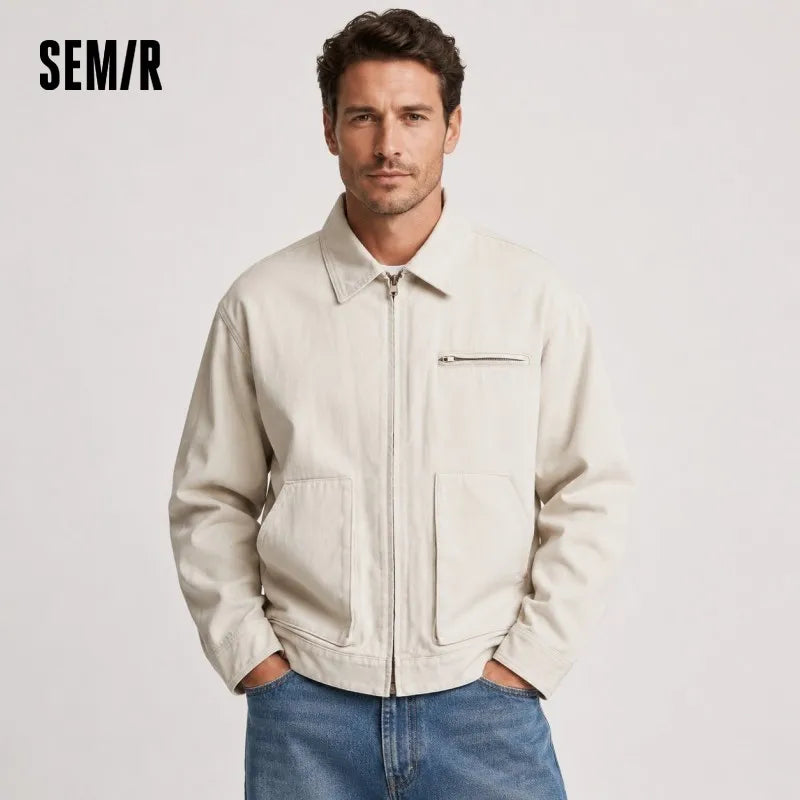 Semir Denim Jacket Men Vintage Detroit Style Workwear Pure Cotton Casual Outdoor Coat 2025 Autumn Winter Fashion