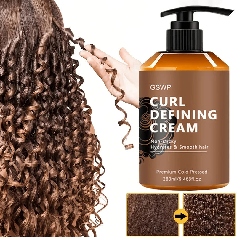 GSWP Moroccan Argan Oil Styling Cream enhances elasticity and smoothness, creating soft, bouncy, frizz-free curls. 280ml