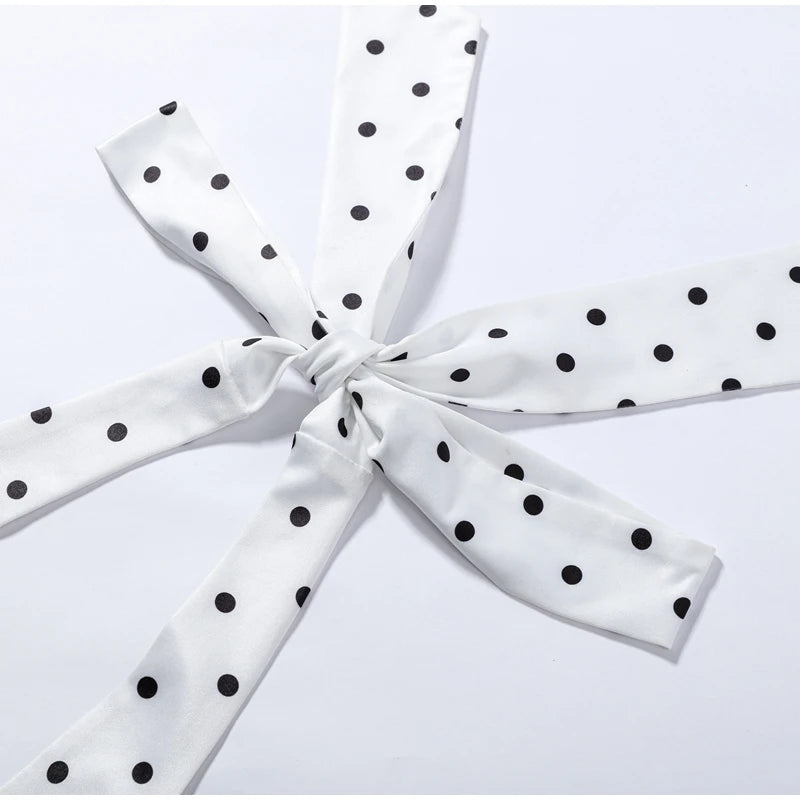 Sexy Polka Dot Two Pieces Pants Set Women Halter Sleeveless Lace Up Corset Top Cropped Pants 2026 Summer New Lady Y2K Outfit