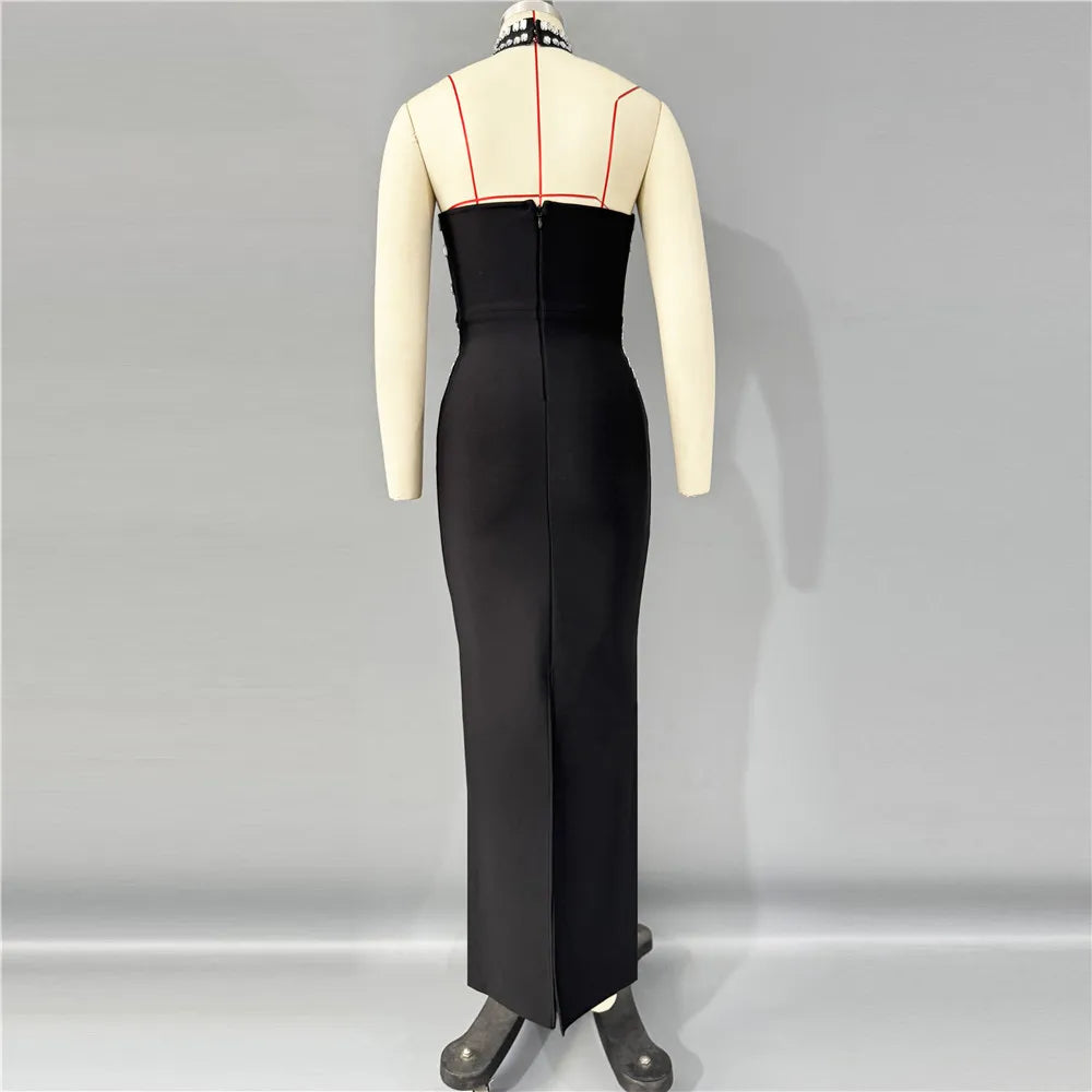 Women New Arrival Sexy Strapless Beading Bandage Dress Bodycon Clothes Club Party Evening Elegant Dresses