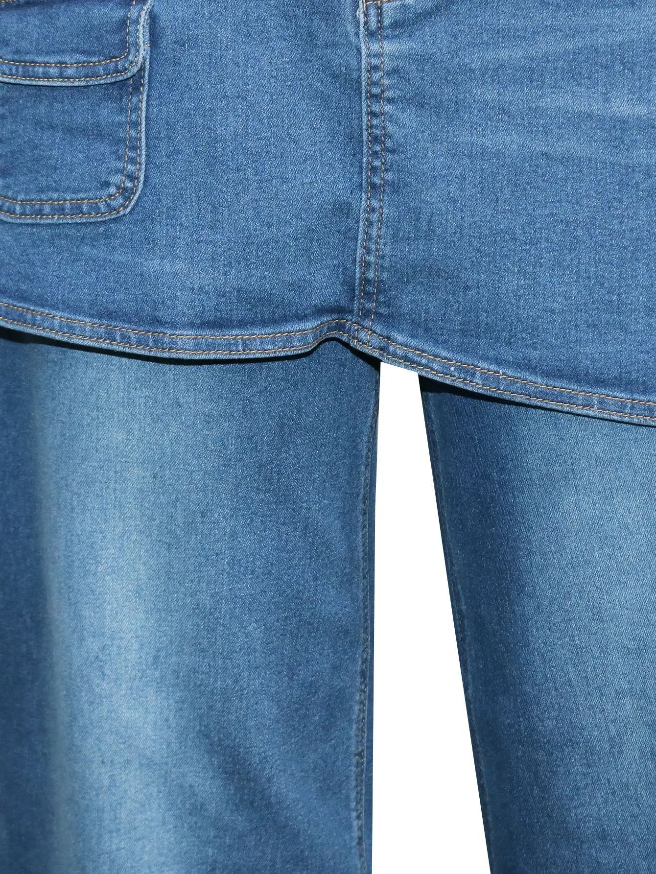 Fashion High Waist Denim Wide Leg Jeans for Women Detachable Skirt Layered Cargo Pocket Streetwear Baggy Jeans Denim Trousers