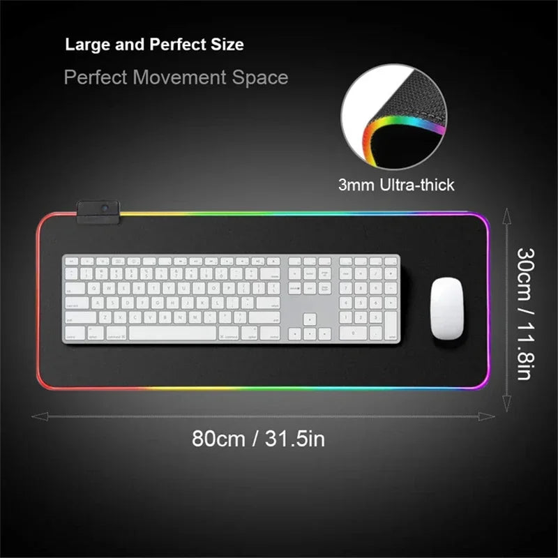 RGB Mousepad Pink Cloud Cat Cartoon Deskmat LED Backlight Gaming Keyboard Rug Computer Office Accessories Kawaii Anime Mouse Pad