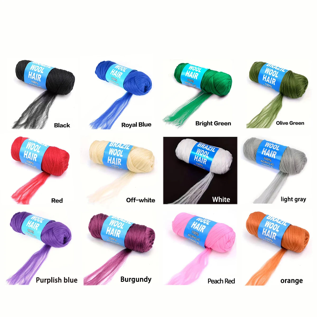 3 Pcs Brazilian Wool Acrylic Yarn for Braiding Synthetic Hair Extensions Crochet Box Senegalese Twist Jumbo Faux Locs for Women