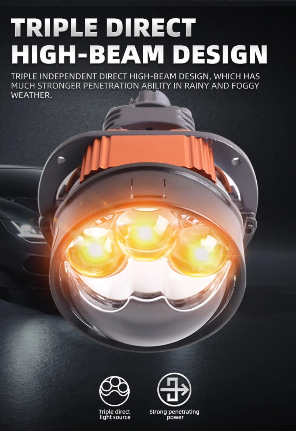 SANVI New 2.5'' Bi LED Projector Lens for Car Angel Eyes Headlight Auto H4 H7 9005 9006 3Auxiliary Light 50W 25680Lux RHD LHD