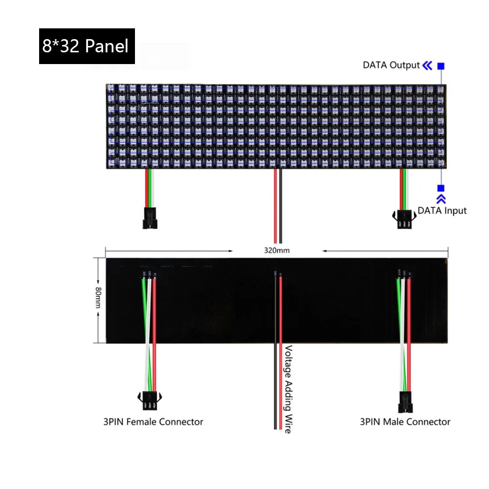 WS2812B LED Digital Flexible Individually Addressable Panel Light WS2812 8*8 16*16 8*32 Pxiels Module Matrix Screen DC5V