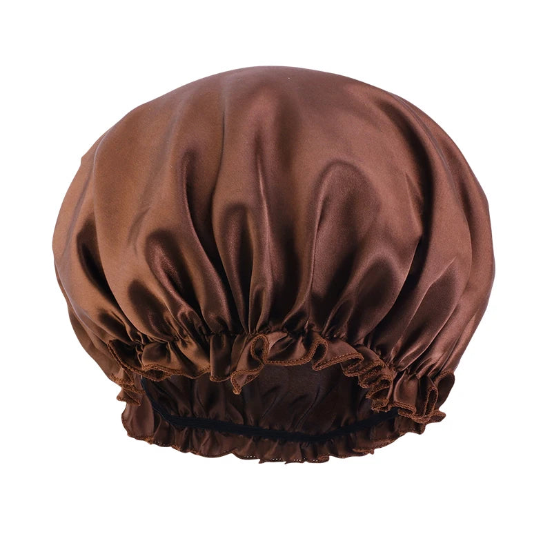 Solid Color Night Sleep Cap Women Elastic Satin Night Sleeping Hat Hair Care Bonnet Nightcap Makeup Head Wrap Cover Shower Cap