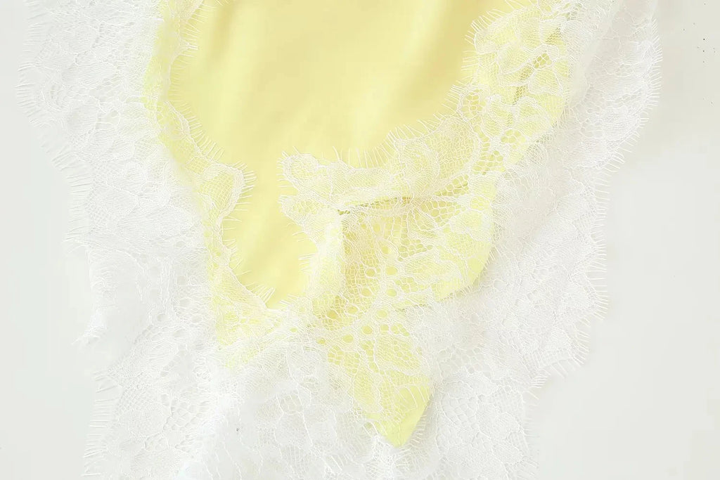 HH Female Summer Fashion Lace Splicing Dresses Solid Sleeveless Asymmetry Backless Slim Women's Sexy Party Sling Mini Dress