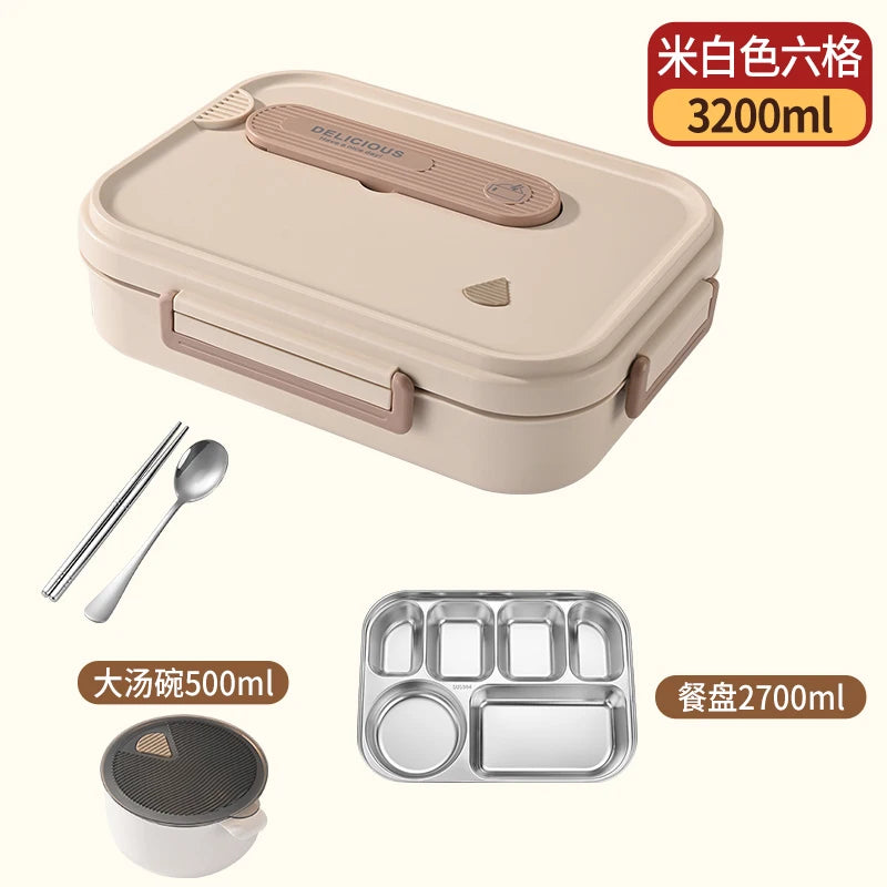 Portable Insulated Stainless Steel Lunch Box for Office Workers And Students Sealed Bento with Microwave Heating Food Container