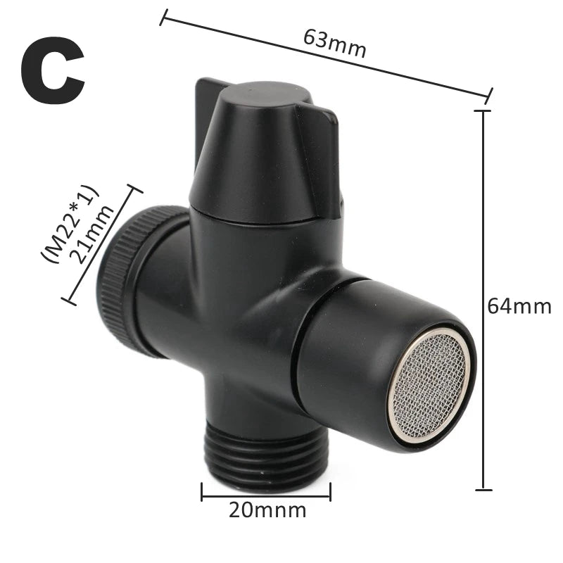 Black Brass Shower Arm Adapter G1/2’’ G3/4 Shower Diverter Valve For Handheld Shower Head Bathroom Kitchen Accessories