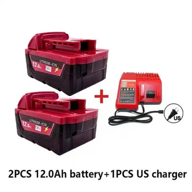 M18 For Milwaukee 18V Power Tool Battery, Charger BR XC M18B5 48-11-1860, Built-in 18650 Power Tool Battery 6.0Ah/9.0Ah/12.0Ah